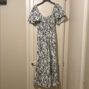 Blush Black and White Smocked Maxi Sundress